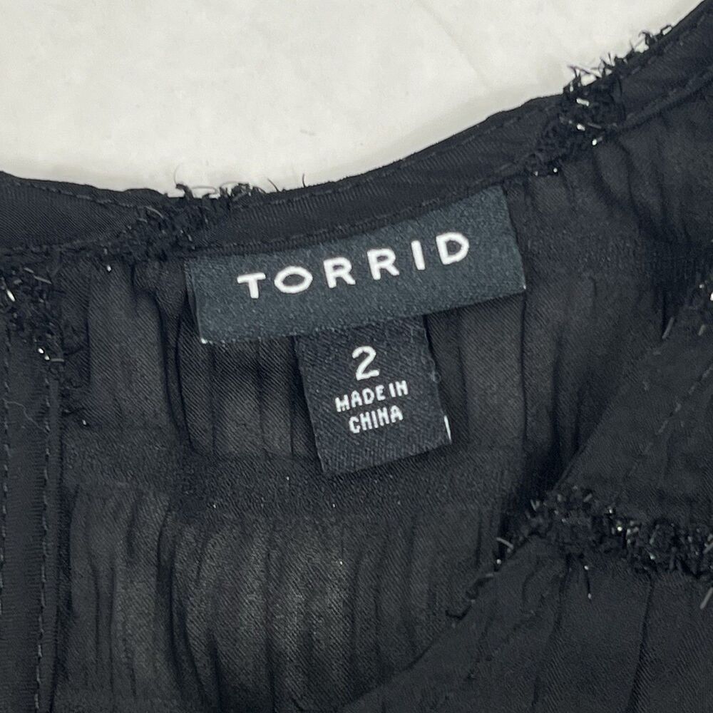 Torrid 2 Black Sheer Eyelash Stripe Short Sleeve Blouse Women’s 2X - Picture 7 of 10